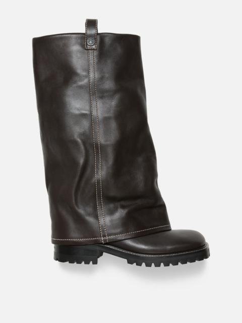 Leather buckle boots - Mocha brown