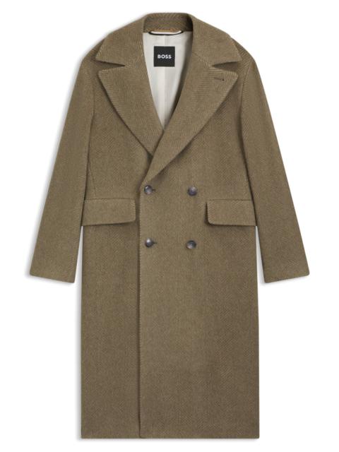 DOUBLE-BREASTED COAT IN A HERRINGBONE ALPACA BLEND