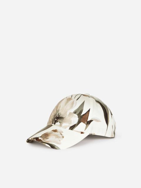 Gabardine baseball cap with tulip print