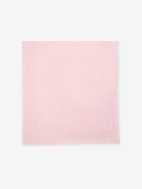 Wide Check Wool Silk Scarf