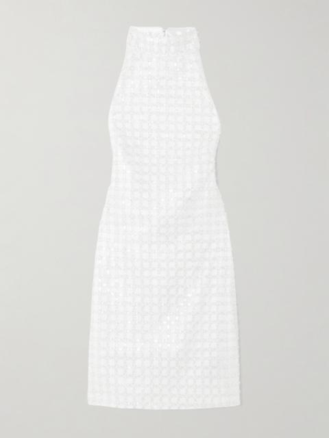 Embellished Recycled-satin Halterneck Mini Dress