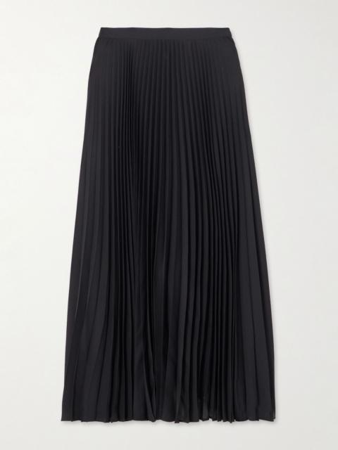 Pleated crepe midi skirt Black