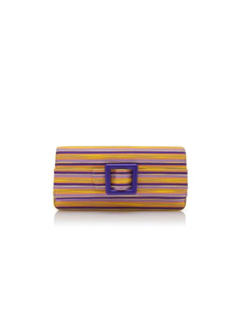 Purple And Orange Cotton Striped Buckle Clutch