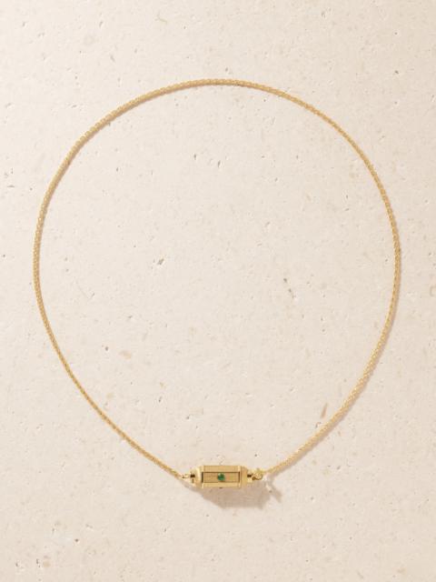 Micro Coco Locket 18-karat Gold Emerald Necklace