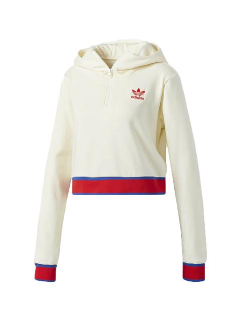 Embellished Arts Cropped Hoodie "Cream White"