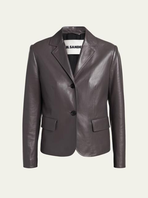 Leather Single-Breasted Blazer Jacket