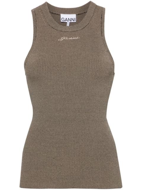 logo-embroidered knitted tank top