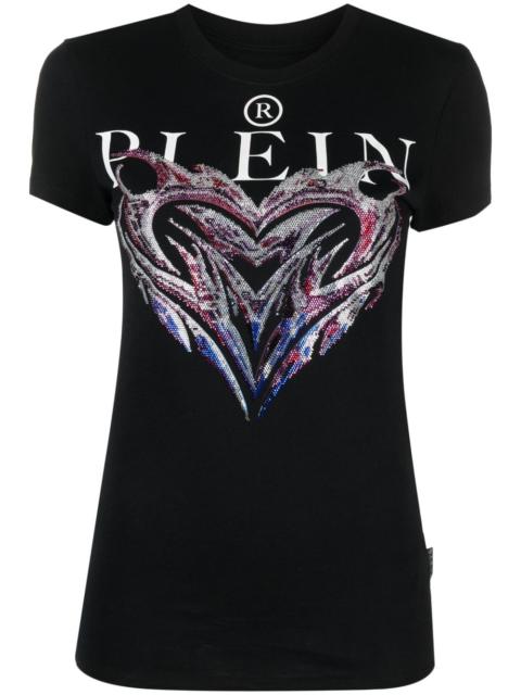 crystal-embellished logo-print T-shirt