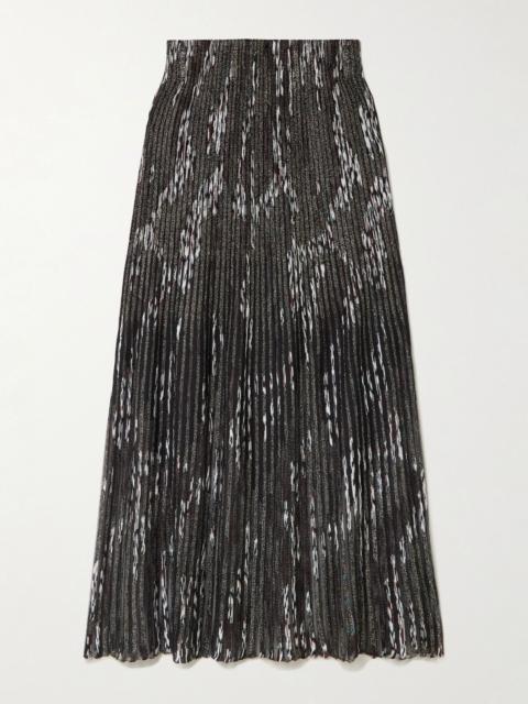 Striped metallic jacquard-knit maxi skirt Black