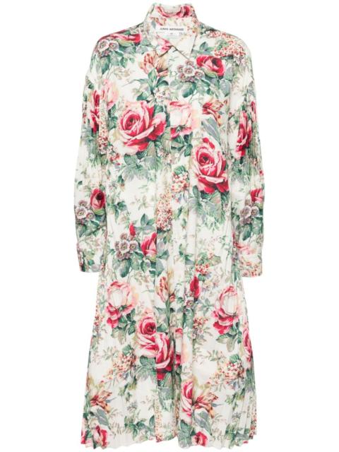 floral-print shirt dress