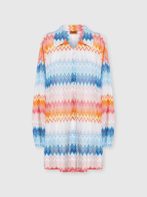 Oversized shirt in zig zag lamé viscose blend