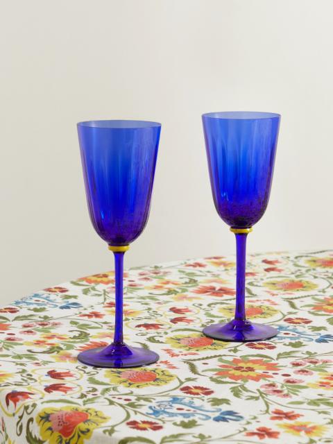 Rainbow Set Of Two Murano Wine Glasses