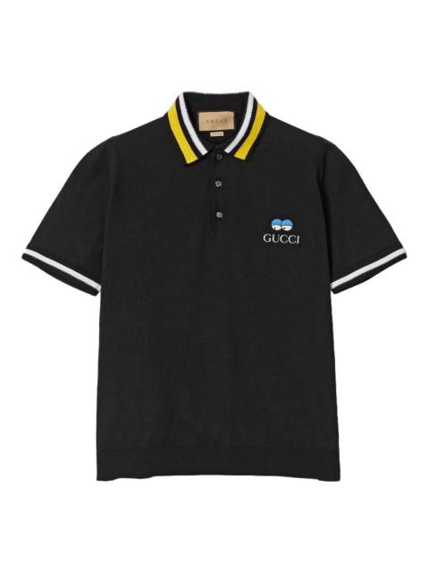 Gucci Embroidery Wool Polo Shirt 'Black' 778522-XKDX5-1162