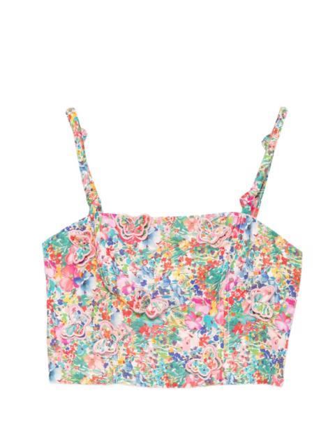 butterfly-appliquéd crop top