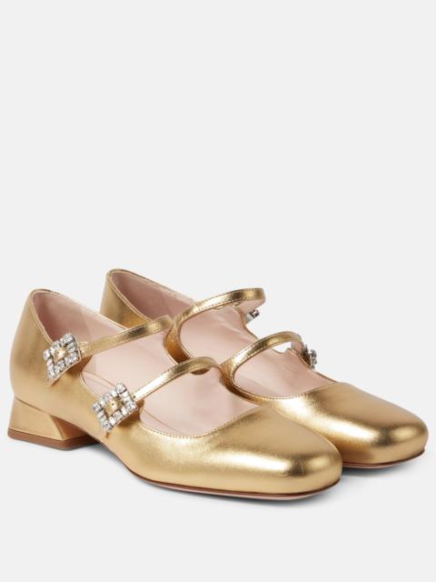 Très Vivier metallic leather Mary Jane pumps