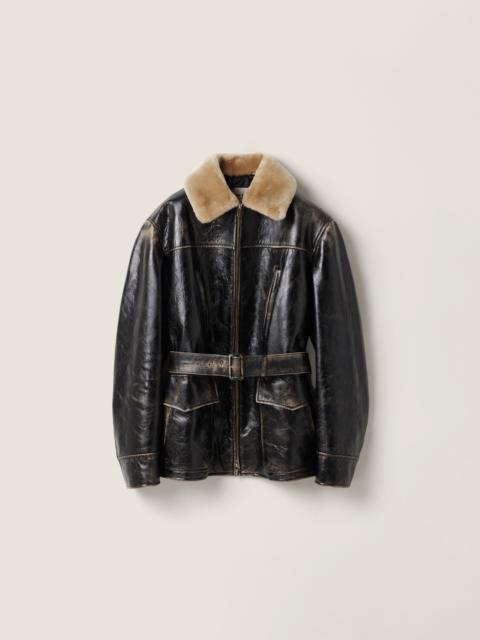 Calf leather caban jacket