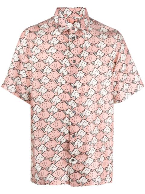 dolphin-print silk shirt