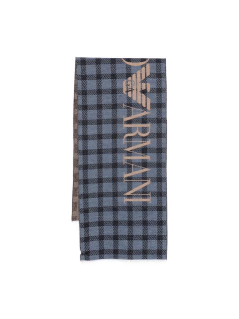 check-pattern logo scarf