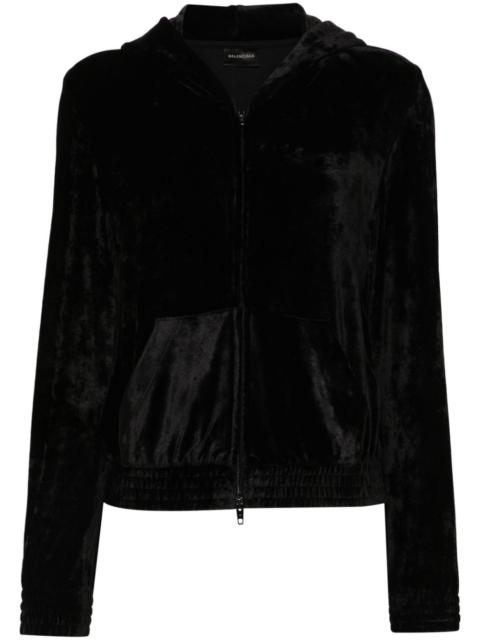 crystal-embebellished logo zipped hoodie