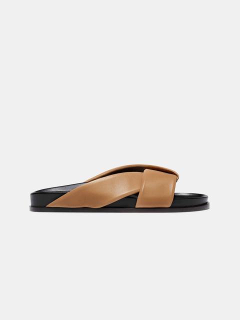 FOLDED SLIDE IN TAN NAPPA