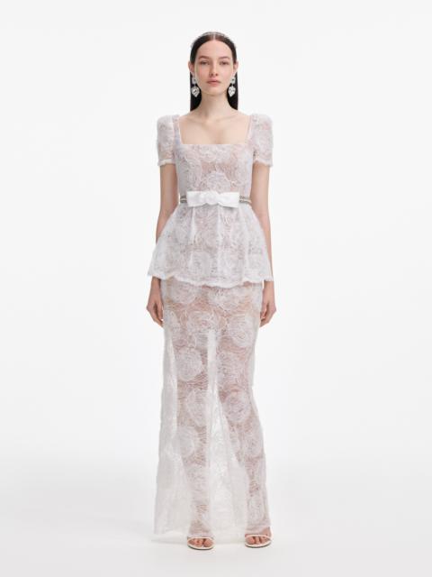 White Tulle Lace Maxi Dress