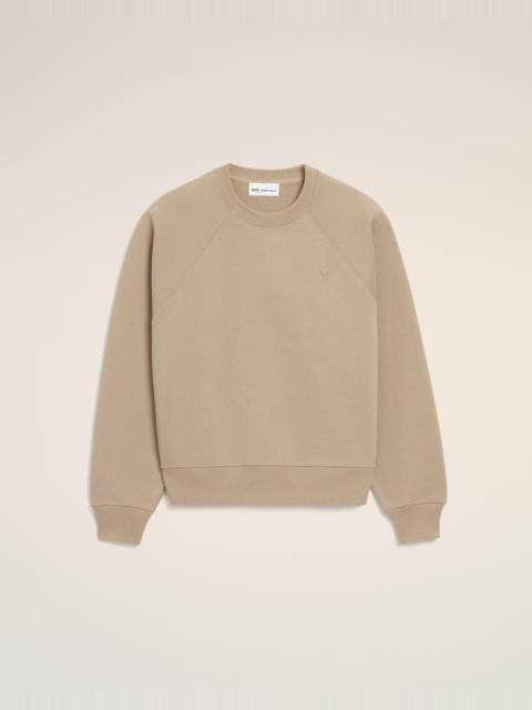 BEIGE COTTON EMBOSSED AMI DE COEUR SWEATSHIRT