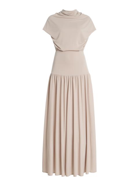 Exclusive Victoria Draped Jersey Midi Dress grey