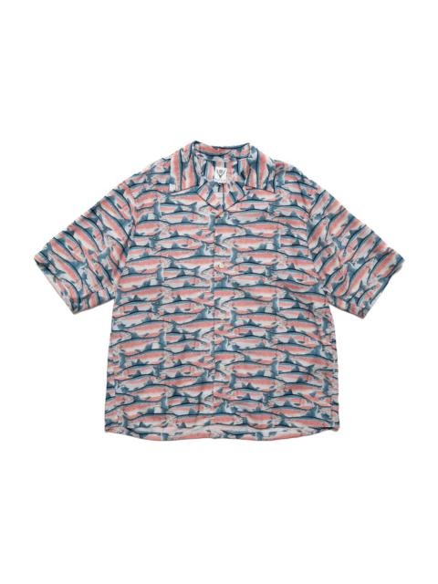 S/S Open Collar Shirt Trout - Blue