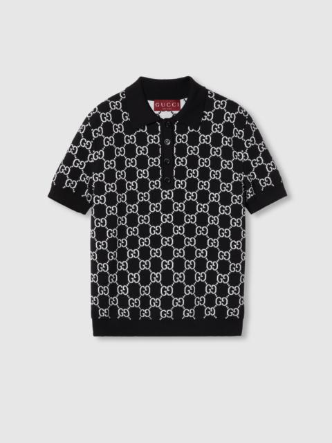 Reversible GG wool jacquard polo shirt