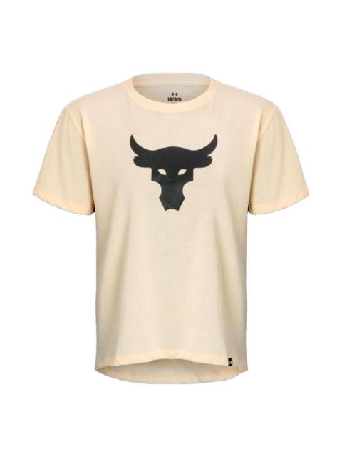 (WMNS) Under Armour Project Rock Brahma Heavyweight T-shirt 'Beige' 1378973-804