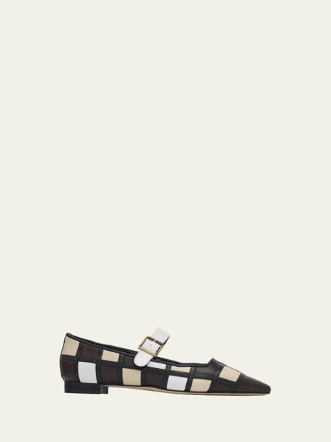 Cucaya Patchwork Leather Ballerina Flats