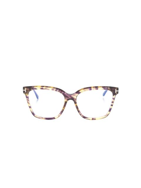 tortoiseshell-effect oversize-frame glasses