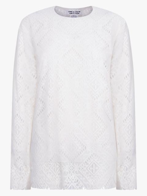 LAYERED L/S SHEER X LACE TOP | OFF WHITE