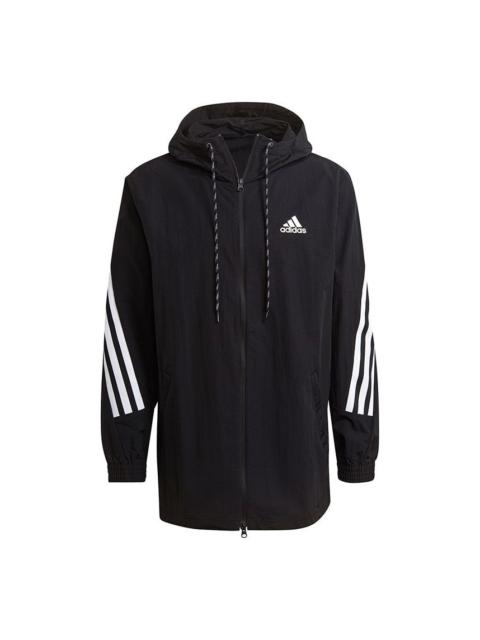 adidas M 3s Tape Jkt Stripe Sports Hooded Jacket Black GM5752