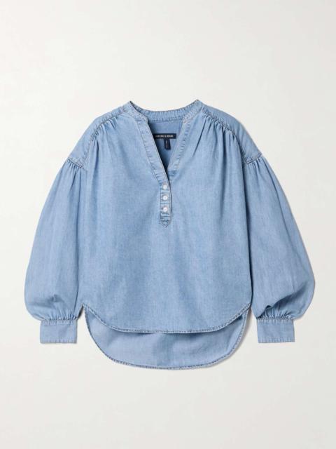 Kylie cotton and TENCEL® Lyocell-blend chambray shirt Mid denim