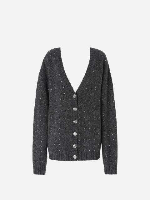 V-NECK CARDIGAN WITH RHINESTONES