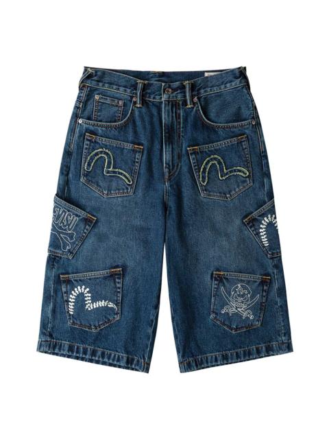 Skull Multi-Pocket Denim Shorts