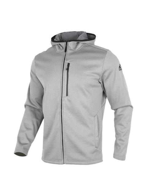 adidas Perfom Fl Jkt Solid Color Fleece Lined Stay Warm Hooded Jacket Gray GV3516