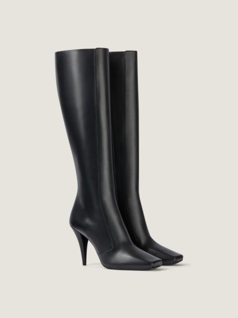 SLICED SQUARE BOOTS IN SHINY LEATHER