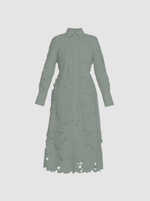 FLORAL CUTWORK LONG SLEEVE MIDI DRESS