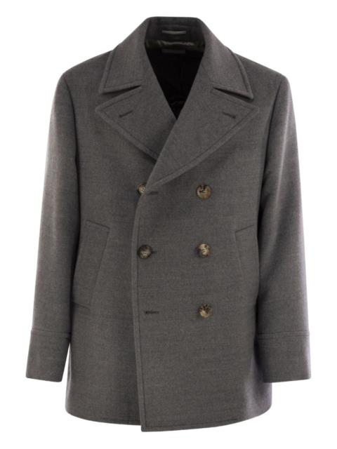 button-fastening wool coat