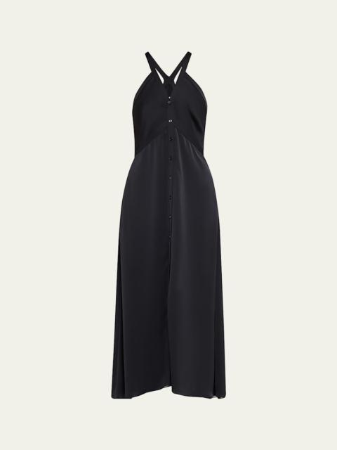 Cynthia Satin Button-Front Dress