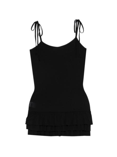 tie-shoulder ruffled mini dress