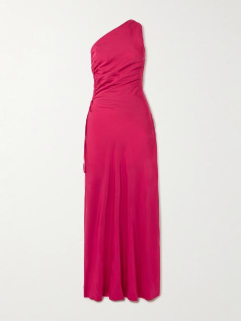 Laureles One-shoulder Ruched Tencel Lyocell Maxi Dress