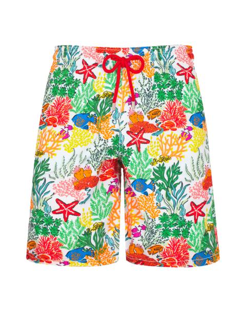 Men Long Swim Trunks Fond Marins Multicolores