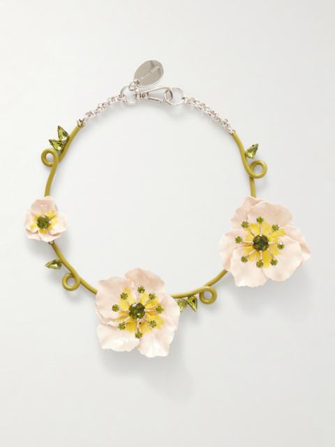 Turbo Blooming Poppy Silver-tone, Crystal And Resin Necklace