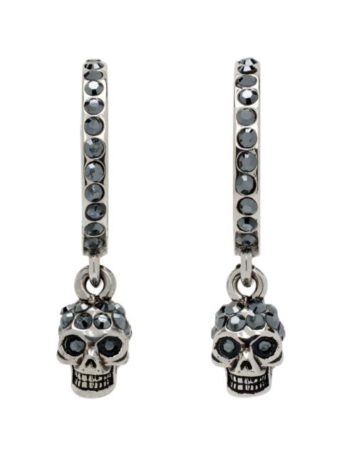 Gunmetal Skull Mini Creole Hoop Earrings