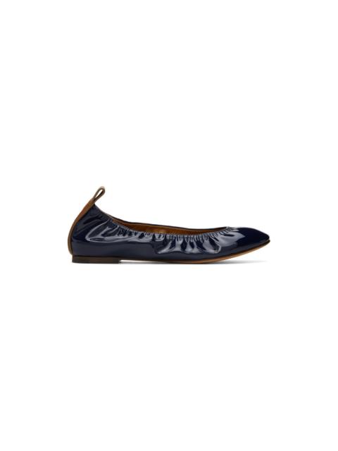 Navy Patent Leather Ballerina Flats