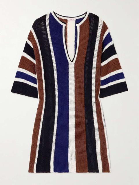 Diego striped cotton-blend mini dress