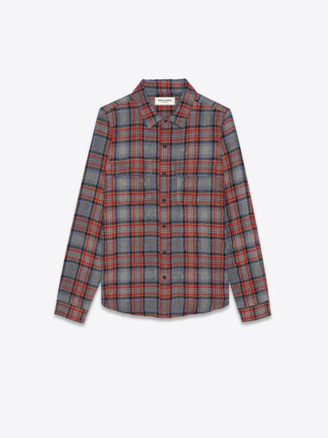 classic western shirt in checked cotton and wool